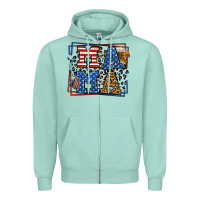 Seafoam Army Veteran mama leopard frame 4th of July Zipper Hoodie - LillyAllenDesigns