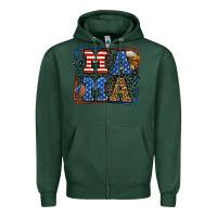 Sports Green Army Veteran mama leopard frame 4th of July Zipper Hoodie - LillyAllenDesigns