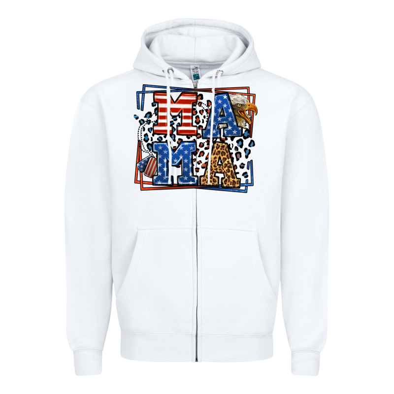 Army Veteran Mama Leopard Frame 4th Of July Zipper Hoodie by LillyAllenDesigns | Teevron