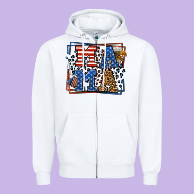 Army Veteran Mama Leopard Frame 4th Of July Zipper Hoodie Designed By Lillyallendesigns