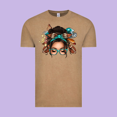 American Football Messy Bun Vintage Tee Designed By Texasbilliewilder