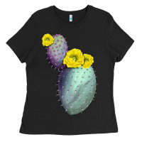 Black Opunthia Santa Rita Cactus Ladies Tee - LillyAllenDesigns