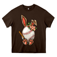 Chocolate Brown Baseball Easter Bunny Heavy Core Tee - BundleAndBundleShop