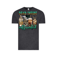 Vintage Black dead inside but caffeinated skeleton coffee cups Vintage Tee - Jasminsmagicworld