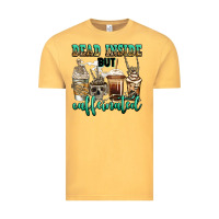 Vintage Mustard dead inside but caffeinated skeleton coffee cups Vintage Tee - Jasminsmagicworld