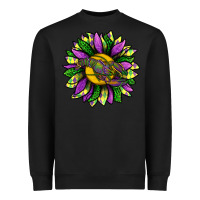 Black Mardi Gras Sunflower With Crawfish Heavyweight Sweatshirt - BundleAndBundleShop