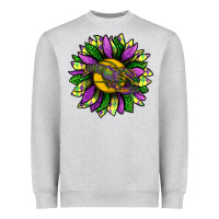 Heather Grey Mardi Gras Sunflower With Crawfish Heavyweight Sweatshirt - BundleAndBundleShop