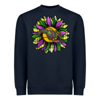 Navy Mardi Gras Sunflower With Crawfish Heavyweight Sweatshirt - BundleAndBundleShop