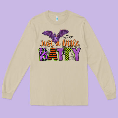 Just A Little Batty Long Sleeve Tee Designed By Cowgirlartshop