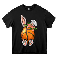 Black Basketball Easter Bunny Heavy Core Tee - BundleAndBundleShop