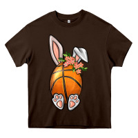 Chocolate Brown Basketball Easter Bunny Heavy Core Tee - BundleAndBundleShop
