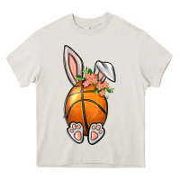 Cream Basketball Easter Bunny Heavy Core Tee - BundleAndBundleShop