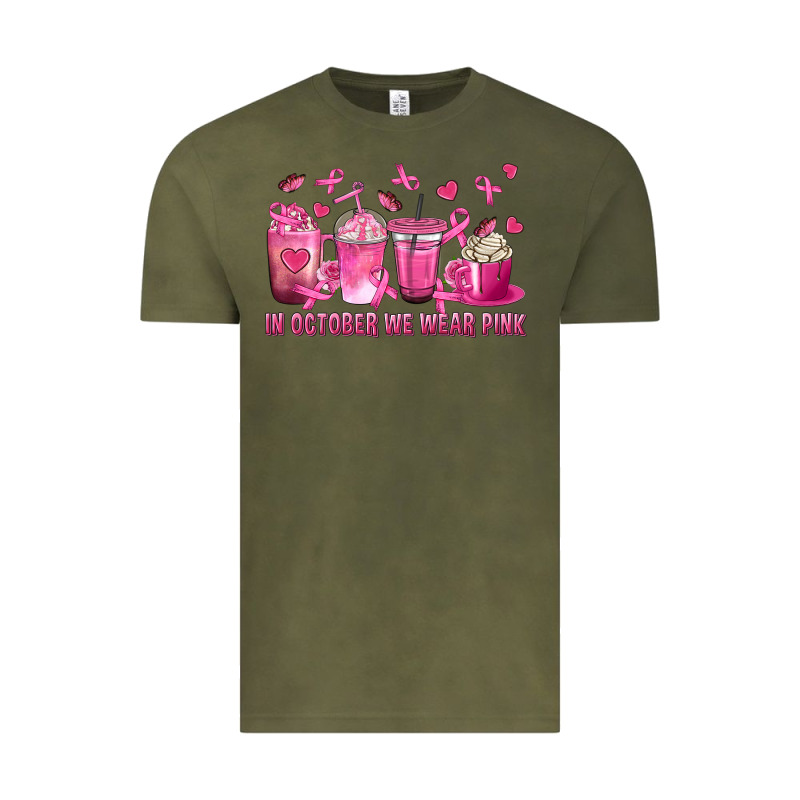 In October We Wear Pink With Breast Cancer Coffee Vintage Tee by texasbilliewilder | Teevron