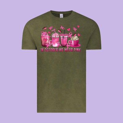 In October We Wear Pink With Breast Cancer Coffee Vintage Tee Designed By Texasbilliewilder