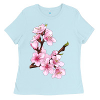 Baby Blue Peach Blossom Illustrations Ladies Tee - LillyAllenDesigns