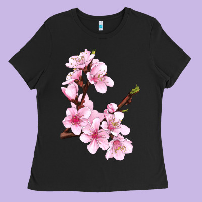 Peach Blossom Illustrations Ladies Tee Designed By Lillyallendesigns