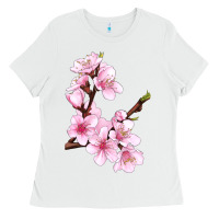 White Peach Blossom Illustrations Ladies Tee - LillyAllenDesigns