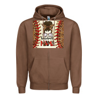 Chestnut Baseball Mom Messy Bun Zipper Hoodie - CowhideDigitalArt