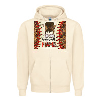 Baseball Mom Messy Bun Zipper Hoodie | Teevron