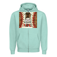 Seafoam Baseball Mom Messy Bun Zipper Hoodie - CowhideDigitalArt