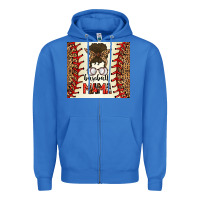True Royal Baseball Mom Messy Bun Zipper Hoodie - CowhideDigitalArt