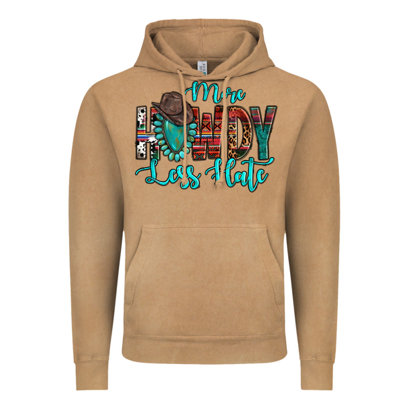 Western More Howdy Less Hate Cowboy Hat Gemstone Vintage Hoodie by HowdyJamesFarm | Teevron