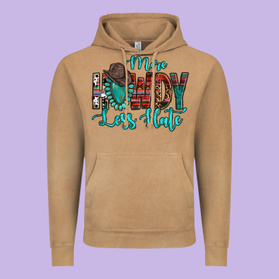 Western More Howdy Less Hate Cowboy Hat Gemstone Vintage Hoodie Designed By Howdyjamesfarm