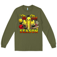 Army Green tis the season softball halloween Long Sleeve Tee - CowGirlArtShop