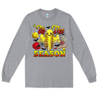 Heather Grey tis the season softball halloween Long Sleeve Tee - CowGirlArtShop