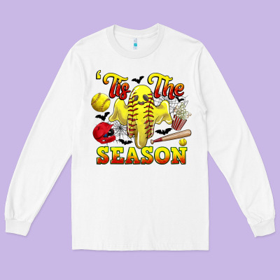 Tis The Season Softball Halloween Long Sleeve Tee Designed By Cowgirlartshop