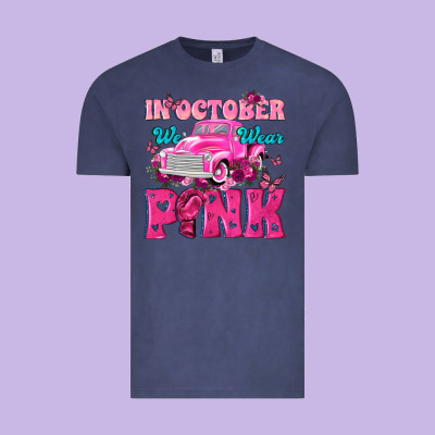 In October We Wear Pink Truck Vintage Tee Designed By Texasbilliewilder