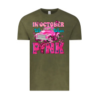 Vintage Olive In October We Wear Pink Truck Vintage Tee - texasbilliewilder