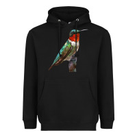 Black Ruby Throated Hummingbird Bird Heavyweight Hoodie - LillyAllenDesigns
