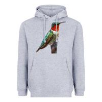 Heather Grey Ruby Throated Hummingbird Bird Heavyweight Hoodie - LillyAllenDesigns