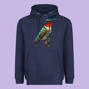 Ruby Throated Hummingbird Bird Heavyweight Hoodie Designed By Lillyallendesigns