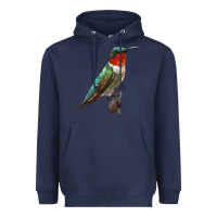 Navy Ruby Throated Hummingbird Bird Heavyweight Hoodie - LillyAllenDesigns