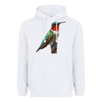 White Ruby Throated Hummingbird Bird Heavyweight Hoodie - LillyAllenDesigns