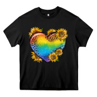 Black Pride Heart And Sunflower Heavy Core Tee - BundleAndBundleShop