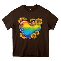 Chocolate Brown Pride Heart And Sunflower Heavy Core Tee - BundleAndBundleShop