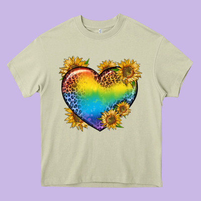 Pride Heart And Sunflower Heavy Core Tee Designed By Bundleandbundleshop