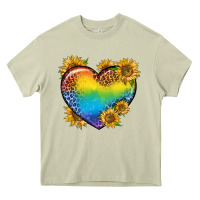 Mossy Pride Heart And Sunflower Heavy Core Tee - BundleAndBundleShop