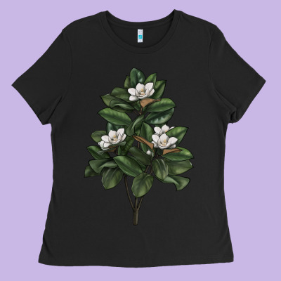 Magnolia Flower Illustrations Ladies Tee Designed By Lillyallendesigns