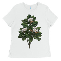 White Magnolia Flower Illustrations Ladies Tee - LillyAllenDesigns