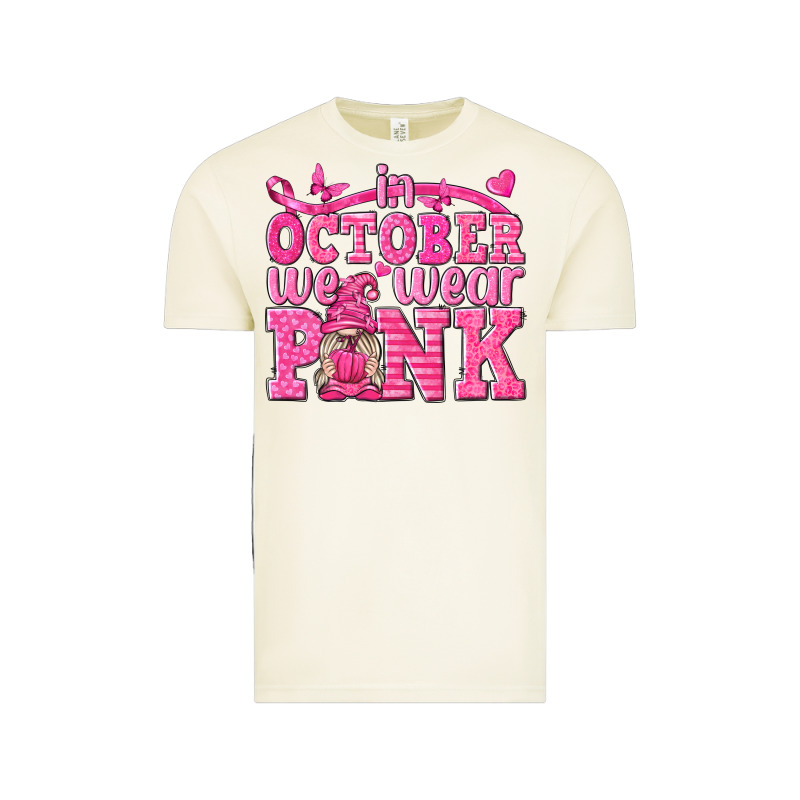 In October We Wear Pink With Gnome Vintage Tee by texasbilliewilder | Teevron