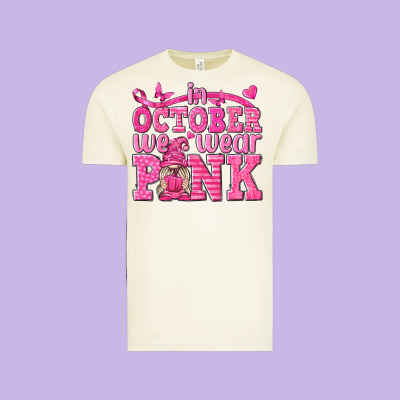 In October We Wear Pink With Gnome Vintage Tee Designed By Texasbilliewilder