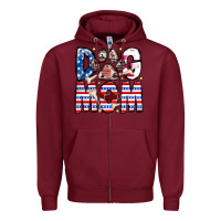 Burgundy American Dog Mom Zipper Hoodie - CowhideDigitalArt