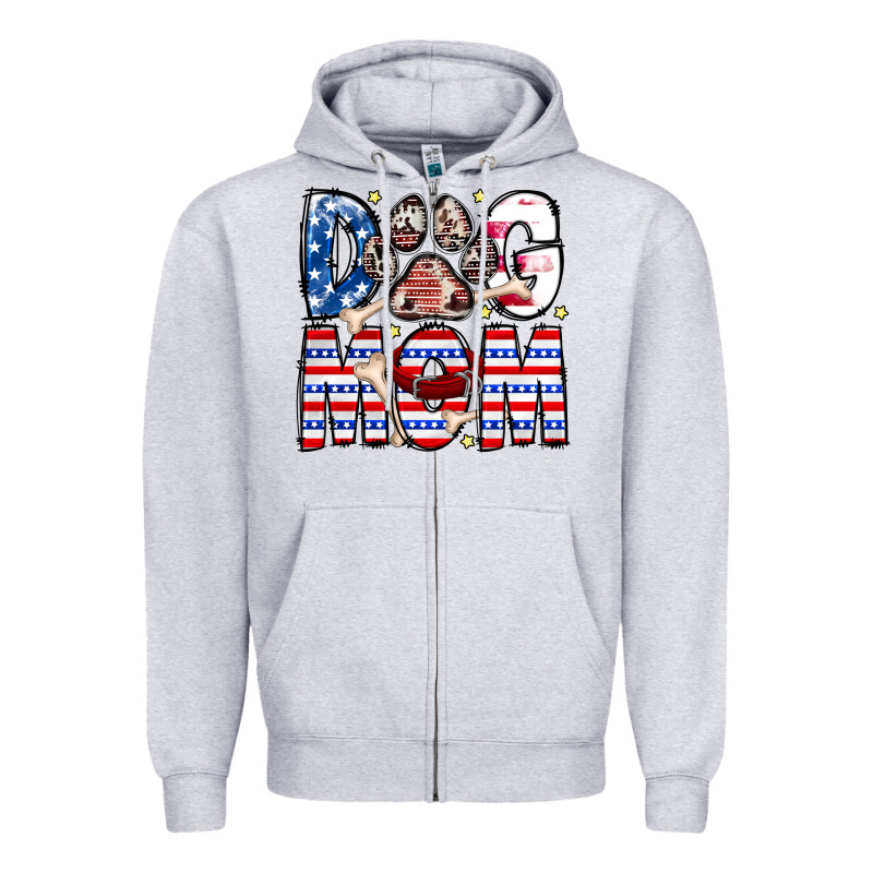 American Dog Mom Zipper Hoodie by CowhideDigitalArt | Teevron
