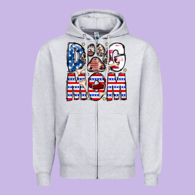 American Dog Mom Zipper Hoodie Designed By Cowhidedigitalart