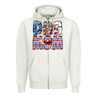 Oatmeal Heather American Dog Mom Zipper Hoodie - CowhideDigitalArt