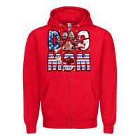 Red American Dog Mom Zipper Hoodie - CowhideDigitalArt